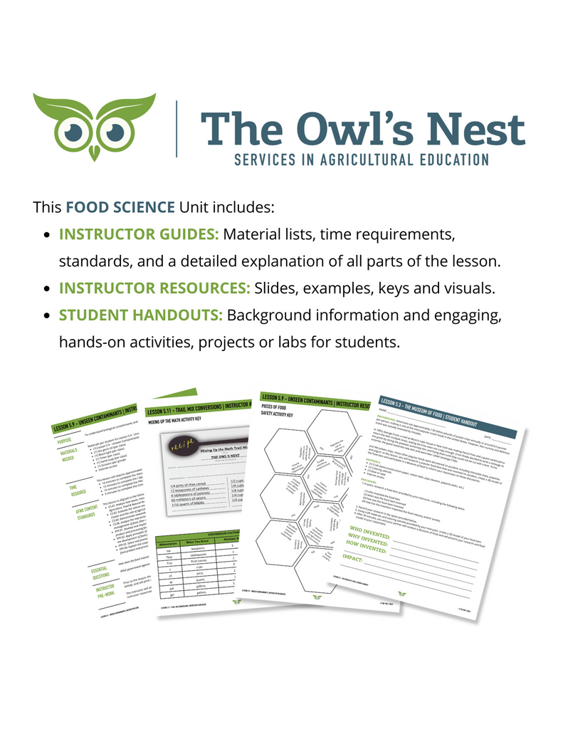 Food Science Course Work Food Science Unit | The Owl's Nest