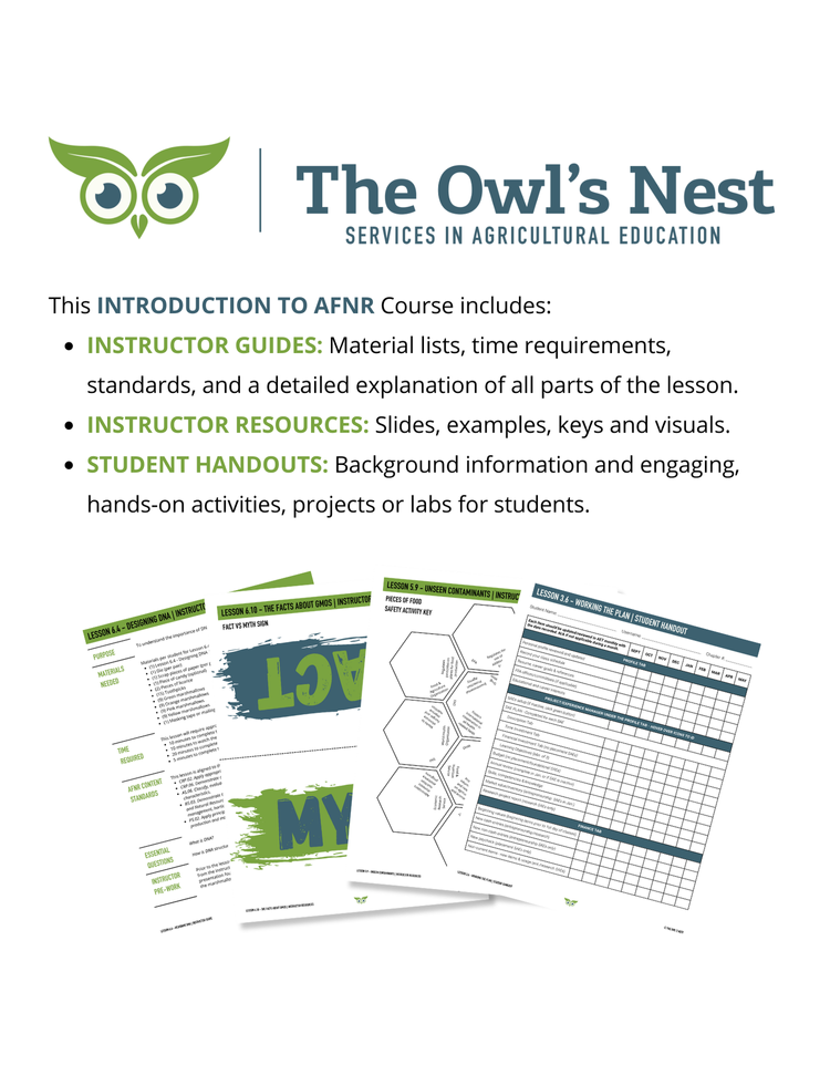 Introduction to Agriculture Food and Natural Resources full year course overview