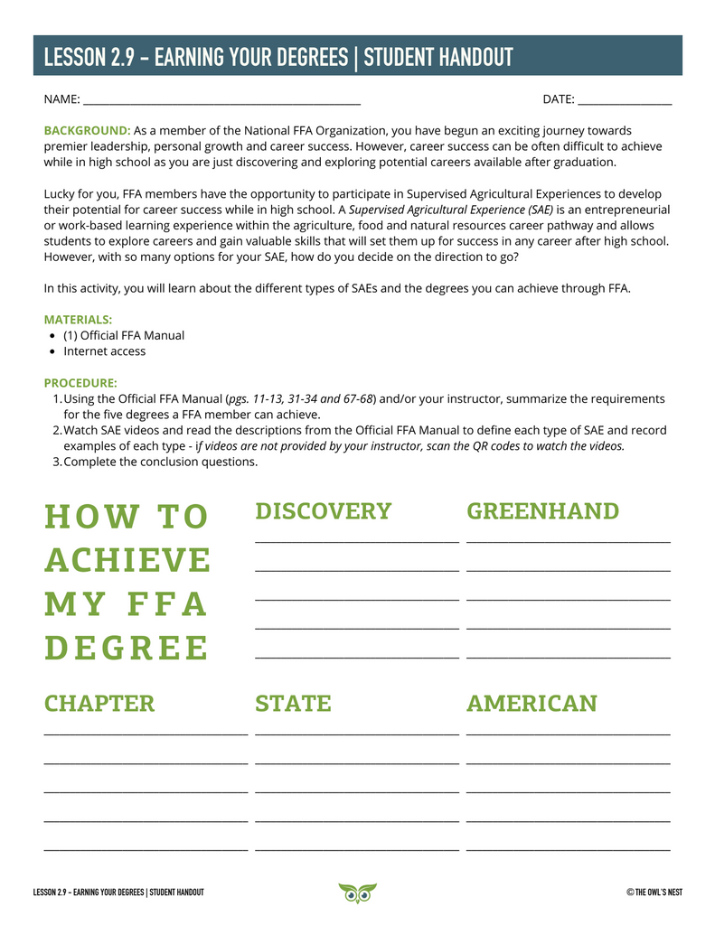 Intro to SAEs Unit student handout example